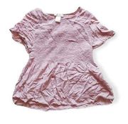 Urban Romantics Pink Shirred Smock Peplum Top Medium