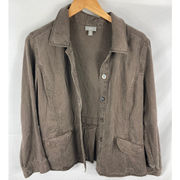 J Jill Brown Button Up Jacket Size MP