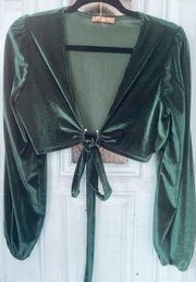 Emerald Green Velour Copper Closet Cropped Long Sleeve