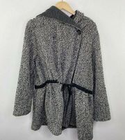 Free People Black White Heavyweight Wool Blend Coat Women's Size Small S