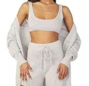 New WeWoreWhat Scoop Pull On Bra Top Chunky Cozy Stitch Light Gray XL NWT