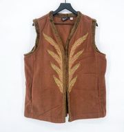Vintage Bob Mackie Wearable Art Fleece Vest Brown Size 1X
