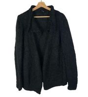 The Kooples Black Mohair Blend Open Drape Front Cardigan Sweater 3/L