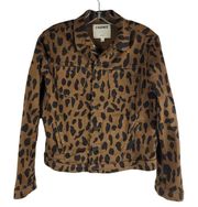 L'agence Cheetah Animal Print Jean Denim Jacket Button Front Size M