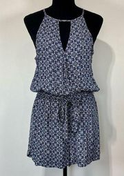 Joe B Keyhole Spaghetti Strap Halter Romper Shorts Sz Large Junior Women’s Blue