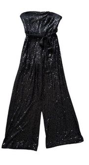 She + Sky Black Sequin Strapless Jumpsuit