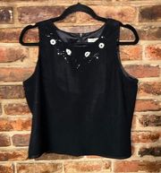 Adrianna Papell Evening Essentials Black Beaded Sleeveless Blouse Womens Size PL