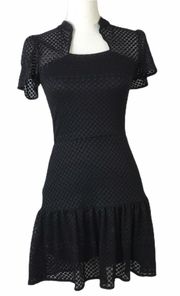 Clothing Square Neck Solid Black Dress