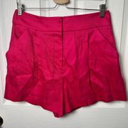 Veronica Beard Fuchsia Pink Velia Pleated Linen Blend Relaxed Fit Shorts 10