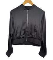 Amanda Uprichard Frankie bomber jacket black silk size Small $235