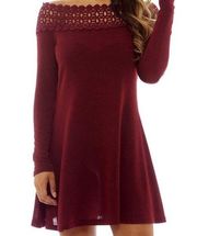 AX Paris Maroon Off the Shoulder Dress