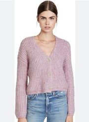 Bb Dakota Womens Cardigan Sweater Pink Marled Long Sleeve V Neck Button L New