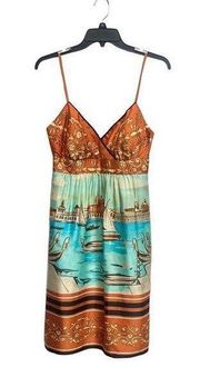 MUSE Sailboat Print Conversation Surplice Bra Dress Boston Proper Sz 4 Sundress