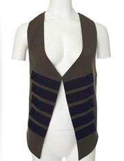 Elizabeth‎ and James Green Black Military Vest Wool Lined Sleeveless Size…
