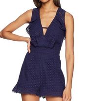 New ADELYN Rae navy blue crochet eyelet romper size small