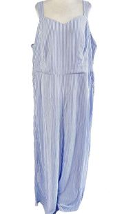 New  Striped Smocked Back Jumpsuit Jaida Blue White Size 2X