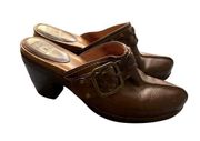 Brown Leather Clogs