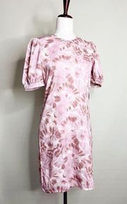 AS U WISH | Tie Dye French Terry Mini Dress Pink Puff Sleeves Stretchy Size M