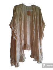 Kori Tan Stripe Raw Hem Kimono Cardigan 