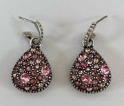 Brighton Anatolia Reversible Silver/Pink Swarovski Crystal Tear Drop Earrings. E