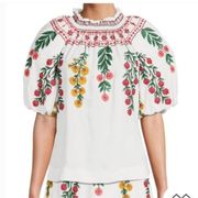 Antonio Melani x Jennifer Sumko Nicci Embroidered Top Puffed Sleeve Size 12