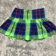 Vintage Y2K Hollister Colorful Plaid Pleated Micro Mini Skirt