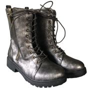 Metallic Gray Combat Booties