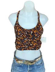 Longline Low Impact Sports Bra XS Burgundy Brown Laundry Floral Yoga Studio NEW