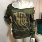 Off Shoulder Bling Camo soft inner sweatshirt