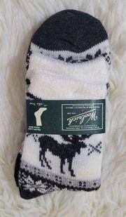 NWT Woolrich Double Layer Sock with Aloe Gray Reindeer