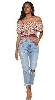 RAGA Mryna Floral Ruffle Tassel Crop top size medium