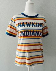 Stranger Things Hawkins Indiana Striped Ringer Tee SZ Small