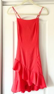 urban coral ruffle open back mini dress size large