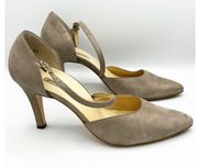 Paul Green Valetta Suede Iridescent Pointed Toe D’Orsay Heels Champagne 7.5/ 10