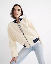 Madewell ✨ Sherpa Varsity Bomber Jacket