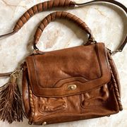 Brown Leather Shoulder Strap Satchel Bag