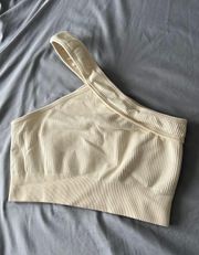 seamless ribbed asymmetric sports bra top