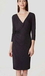 Womens Ann Taylor Loft Charcoal Side Shirred Faux Wrap Dress - Sz XS