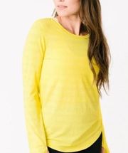 Zyia Active Subtle Stripe Long Sleeve Tee Size Medium Neon Yellow