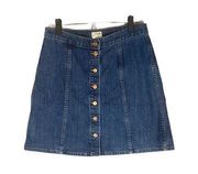 J. Crew Blue Denim Jean Button Front Cotton Blend Skirt Women Sz 31