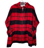 Treasure & Bond Buffalo check plaid hooded zip up cape with pockets