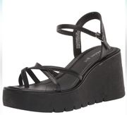 Madden Girl NEW  Vault Strappy Platform Wedge Sandals, Black, Size 9.5 Shoes