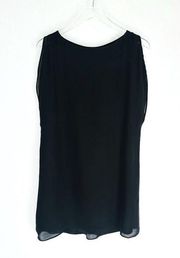 Marie Oliver Black Chiffon Silk Flutter Cap Sleeve Shift Dress Size XXS
