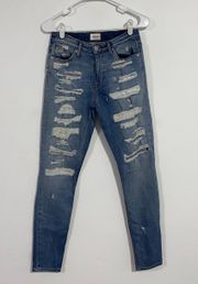 Patched Ripped Midrise Nico Super Skinny Jeans