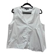 Sleeveless Blouse Women's 12 White Deep V-Neck Boxy Fit Crisp