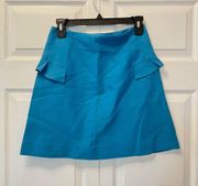 Sandro Size Small / 1 Oro Ruffled A-line Mini Skirt In Solid Blue