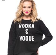 MINKPINK Black "Vodka & Vogue" Graphic Crew Neck Cropped Sweatshirt Size L