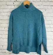 signature 100 % Cashmere Sweater Size Small Turtleneck tunic Blue Gray