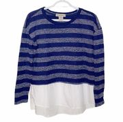 Cotton Emporium striped crop shirttail sweater size S