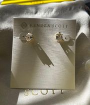 Cailin Gold Crystal Stud Earrings in White Crystal NWT